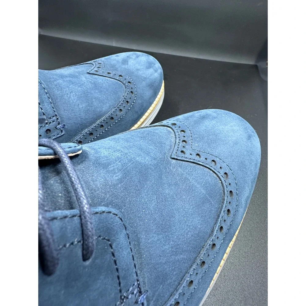 Cole Haan Grand OS Mens Blue Nubuck Wingtip Oxford Shoes Size 12 M